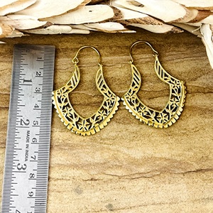 Pendientes Boho de Diseño Moderno, Joyería Tribal de Latón para Mujer, Chapados en Oro de 18k, Filigrana Floral, Geométricos, Colgantes, Venta al por Mayor/OEM/ODM - Product Image 6