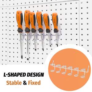 OEM Silver Carbon Steel Pegboard Screwdriver Holder Wall Mounted Durable Garage & Office Organizer for <b>Tools</b> - Product Image 2