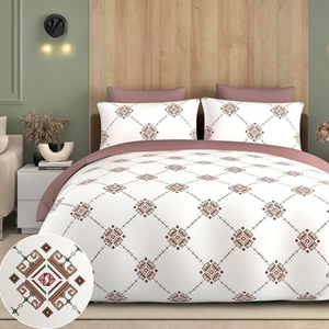 Juego de Sábanas de Algodón Super King |   Ropa de Cama con Estampado de Diamantes, Juego de Cama Suave de Primera Calidad con Fundas de Almohada, Transpirable y Duradero - Product Image 1