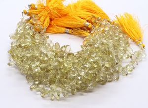 Cuentas de Cuarzo Limón Natural AAA, Forma de Pera Facetada, 5x7 mm, Hilo de 8 Pulgadas, Cuentas de Cuarzo Limón Natural - Product Image 5