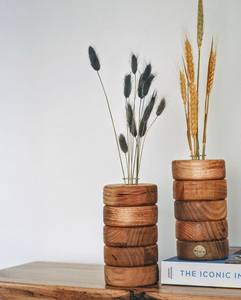 Nuevo Juego de Jarrones de Madera en Forma de Domo, Hechos a Mano con Acabado Natural, Decorativos para Flores, para Decoración de Mesa o Estante - Product Image 2