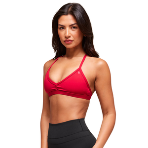 Top Deportivo Sexy Rojo para Mujer con Logotipo Personalizado, de Nailon y Spandex, con Tirantes Finos y Frente Fruncido, para Yoga, Gimnasio, Fitness y Entrenamiento - Product Image 3