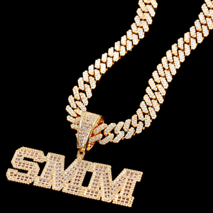 Collier Pendentif Lettre Premium Plaqué Or 18K Moissanite Taille Baguette Sertissage Canal Style Hip Hop Unisexe Usage Quotidien - Product Image 6
