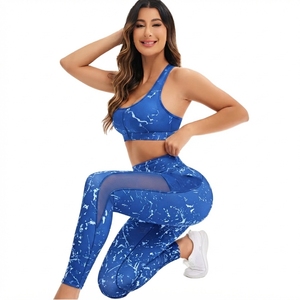 New 2026 Ladies Mid Waist High Elastic Breathable <b>Seamed</b> Sports Leggings Fully Printed Discharge Printing Knitted Fabric - Product Image 2