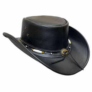 Sombrero de Vaquero de Cuero Genuino, Estilo Vaquero Occidental, Protección Solar para Actividades al Aire Libre, Duradero, Ajustable, Hecho a Mano, para Festivales - Product Image 3