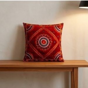 Hot Selling Bohemian Velvet Square <b>Throw</b> Pillow With Geometric Embroidery Pattern <b>Red</b> Decorative Cushion Cover - Product Image 6