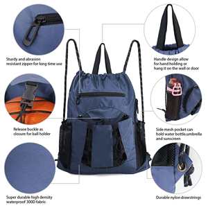 Sac à dos de sport résistant à l'eau Bagnex avec cordon de serrage, sac en toile personnalisé avec logo pour le basketball, la remise en forme, les voyages, unisexe - Product Image 4