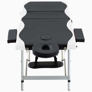 Table de massage pliable en aluminium à 3 zones, noir et blanc - Product Image 2