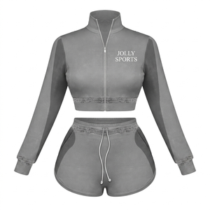 Conjunto de Shorts Deportivos para Mujer, en Poliéster y Elastano, 280 GSM, con Paneles en Contraste Negro, Blanco y Verde, Logotipo con Transferencia Térmica - Product Image 4