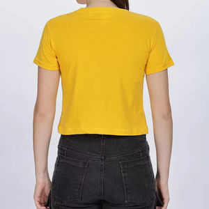 T-shirts personnalisés d'été en toile unie pour femmes, 100 % coton, séchage rapide, respirants, anti-boulochage, écologiques, hauts décontractés - Product Image 5