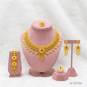 คุณภาพสูง MOLL JEWELLERS ชุดสร้อยคอสร้อยข้อมือเจ้าสาวประดับเพชรเซอร์คอนหินชุบทอง 24K ความยาว 18 นิ้วอินเทรนด์ A-53183 - Product Image 3