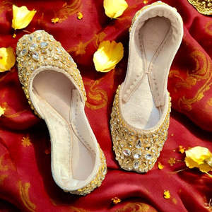 Nuevo Calzado de Fantasía Mehndi, Khussa Jutti con Pedrería, Hecho a Mano, Zapatos Planos para Mujer, para Interiores y Exteriores, Khussa para Fiestas, Venta al por Mayor, OEM, ODM - Product Image 3