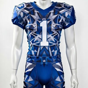 ชุดยูนิฟอร์มอเมริกันฟุตบอลแบบสั่งทำ แขนสั้น น้ำหนักเบา ระบายอากาศได้ดี ไซส์ใหญ่ คุณภาพสูง สีพื้น คอวีด้านหน้า 100% - Product Image 1