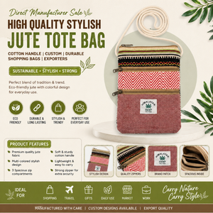 Sac fourre-tout en jute multicolores, directement du fabricant |   Sac de courses personnalisé en coton durable, qualité export, écologique et haut de gamme - Product Image 5