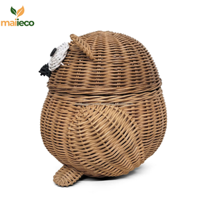 Fabriqué à la main Vintage hibou décoratif maison organisateur mignon tissé naturel rotin matériel paniers de rangement pour enfants et fêtes - Product Image 2