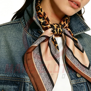 Wholesale High Quality Customizable Solid Plaid <b>Square</b> <b>Scarf</b> Custom Colors Logo Printed Outdoor Casual Women Bandana <b>Scarf</b> - Product Image 6