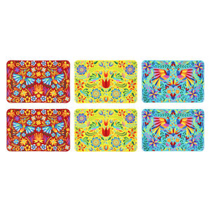 Set di 6 tovagliette Excelsa con fiori messicani in plastica 43x28,5 cm multicolore - Product Image 1