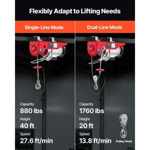 Treuil électrique 120 V de 1760 lb avec télécommande sans fil de 328 pi, hauteur de levage de 40 pi, treuil électrique simple/double à câble unique - Product Image 3