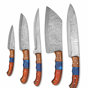 Ensemble de couteaux de chef en acier Damas artisanal de qualité supérieure, manche en résine et en bois, couteaux de cuisine professionnels, usine OEM ODM - Product Image 3