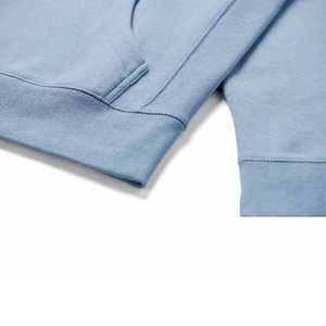 <b>Men's</b> Light Blue Knitted <b>Pullover</b> Hoodie With Front Pocket Casual Style Solid Color Design - Product Image 4