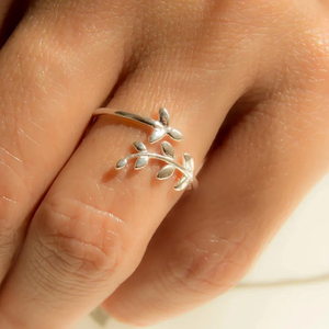 Bague feuille au design tendance, argent sterling 925, style bohème, empilable, ouverte, pour femme, fille, cadeau de fiançailles, anniversaire, pour elle - Product Image 6