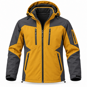 ODM <b>Men's</b> Winter Traveling Coat Softshell Fabric Polar <b>Fleece</b> Lining Detachable Hood Waterproof for Windproof Color - Product Image 1