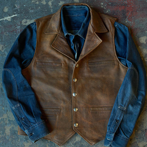 Gilet en cuir au design classique pour produit personnalisé, logo sur mesure, gilet en cuir pour homme en stock, haute qualité et avec option OEM - Product Image 5