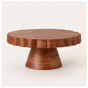 Soporte de Madera Ecológico Hecho a Mano con Borde Festoneado para Tartas, Pedestal Rústico para Exhibición de Postres en Bodas, Soporte de Madera de Una Sola Capa - Product Image 5