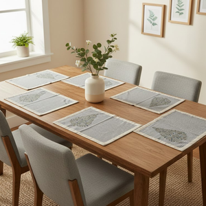 6 pièces imprimées artisanales |   Ensemble de sets de table en coton |   Accessoires de table haut de gamme |   Sets de table élégants et durables |   Décoration d'intérieur - Product Image 2