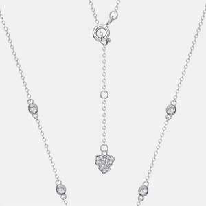 Collier de luxe en or blanc avec rubis et diamants de laboratoire en forme de Y, pierre centrale rouge taille coussin, bijoux en diamant - Product Image 4