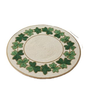 Floral Handcrafted Glass Seed <b>Beaded</b> Table Mat For Event Home Festive Dining Coffee <b>Placemat</b> Chic Dining Decorative Ornament - Product Image 3