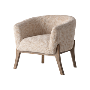 Sillón Moderno, Ecológico, Ergonómico y Contemporáneo para Interiores, Sillón de Madera de Teca Sólida Tapizado, Sillón Tipo Barril para Sala de Estar u Hotel - Product Image 1