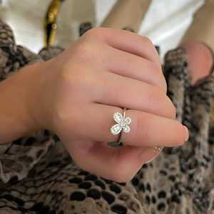 <b>Butterfly</b> Statement Rings Round Baguette Lab Grown Diamond Pave Set 14K 18K Solid Gold Cocktail Solitaire Elegant Luxury Jewelry - Product Image 2
