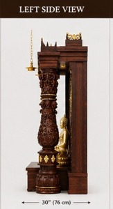 Temple bouddhiste traditionnel en teck, sculpté à la main, avec éclairage LED, Mandir en bois pour la prière à domicile - Product Image 5