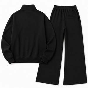 Ensemble de survêtement gothique gris uni en polaire pour femme grande taille, personnalisé, avec sweat à capuche zippé, crop top et pantalon large, respirant - Product Image 4