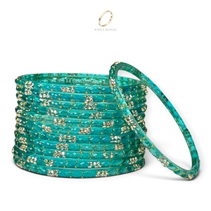 Bijoux de mariée indiens kashmiris tendance, bracelets en verre bleu goutte de pluie, plaqués or de qualité supérieure, strass, prix de gros - Product Image 4