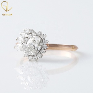 Oval Cut Moissanite <b>Diamond</b> Vintage Style Engagement <b>Ring</b>, Cluster Wedding <b>Ring</b> 14K Gold Unique <b>Diamond</b> <b>Ring</b> for Women - Product Image 2