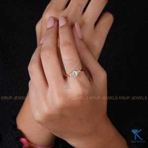 แหวนหมั้นเพชรทรงกลมเพาะเลี้ยงแบบเกลียวลายเถาวัลย์ ทองคำแท้ 14K ดีไซน์กิ่งไม้ธรรมชาติ แหวนแต่งงานสำหรับผู้หญิง - Product Image 6