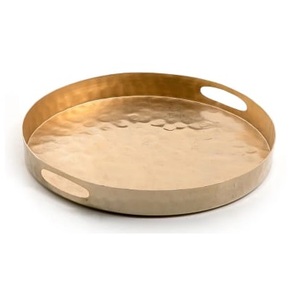 Plateau en métal de style luxueux, brillant et poli, pour la décoration de table, plateau de service pour hôtel, restaurant, plateau à en-cas - Product Image 6