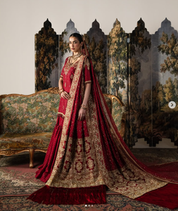 Modern Red Silk Wedding <b>Lehenga</b> Set for <b>Women</b> Gold Embroidery Dupatta Moisture Wicking Wrinkle Free All Seasons India Pakistan - Product Image 2