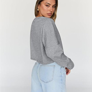 Sudaderas Cortas de Moda para Mujer, Ropa Urbana de Fabricante, Talla Personalizada, 100% Algodón Felpa, Manga Larga, Logotipo Personalizado - Product Image 4