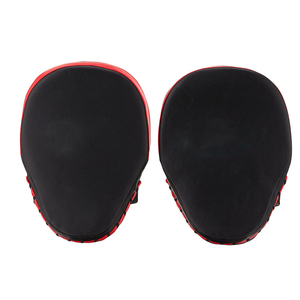 Black Red Leather Training <b>Focus</b> <b>Pads</b> With Velcro Closure For Martial Arts Sparring And Kickboxing Practice - Product Image 3