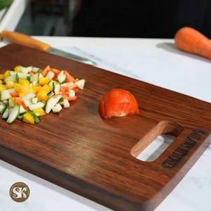 Tabla de cortar rectangular de madera de acacia con asa, bloque de corte para cocina, diseño de grano natural, ecológico y personalizado. - Product Image 1