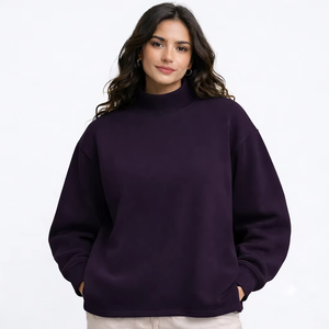 Women's Crew Neck Winter Long Sweatshirt Soft <b>Ring</b> Spun Cotton Terry Custom Chenille Embroidery OEM Service - Product Image 1