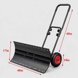 Pelle à neige en métal de 40 pouces de large avec roues, lame et manche réglables, pelle à neige en acier pour allée et usage extérieur ODGWTO013 - Product Image 1