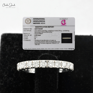 Anillo Clásico de Media Eternidad Más Vendido, Hecho a Mano en Oro Blanco Sólido de 14K y Diamantes de 2.30MM, Envío Rápido Disponible - Product Image 6