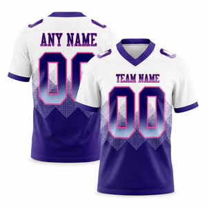 เสื้อฟุตบอลทีมแบบซับลิเมชั่นสั่งทำพิเศษพร้อมชื่อทีม ขายส่งเสื้ออเมริกันฟุตบอลสีทีม ผ้าโพลีเอสเตอร์แห้งเร็ว คอวี แขนสั้น - Product Image 6