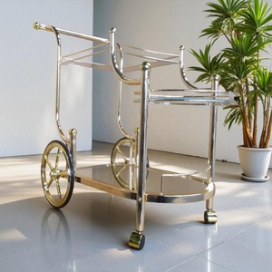 Chariot de service en métal et verre pour hôtel, cuisine et salle à manger - Usage commercial - Product Image 2