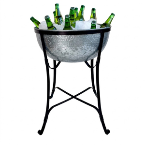 Star Galvanized Beverage Tub with 2-Tier Wrought Iron Stand & Rope Handles Metal Ice Bucket <b>Drink</b> <b>Cooler</b> for Weddings Party - Product Image 2