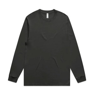 T-shirt de détente en coton pur 100% de qualité supérieure, coupe décontractée confortable, uni, coupe régulière, manches longues - Product Image 1